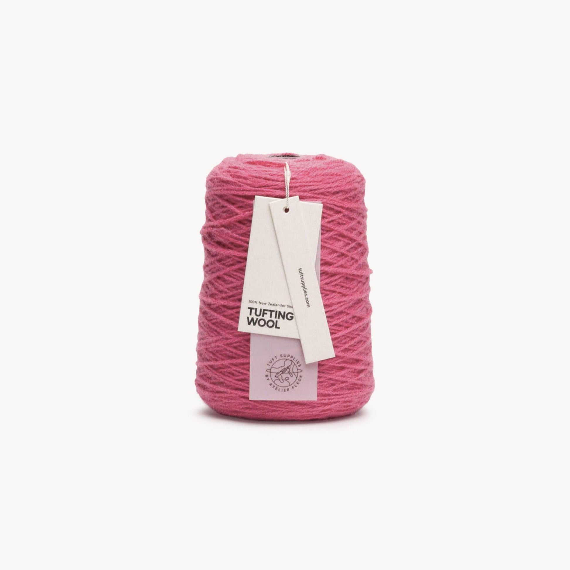 Magenta 100% New Zealand Wool Tufting Yarn 500g cone – durable 3-ply rug making yarn