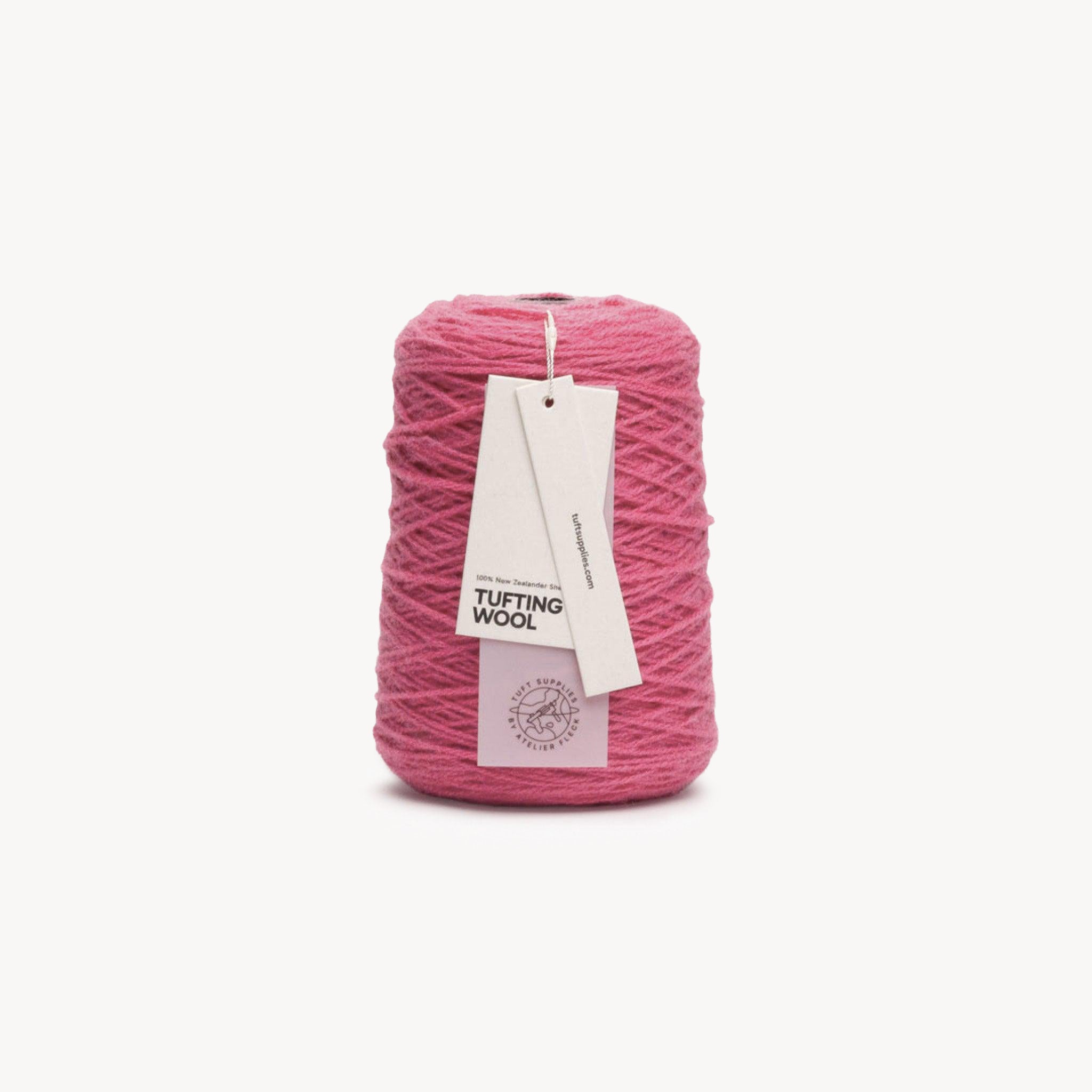 Magenta 100% New Zealand Wool Tufting Yarn 500g cone – durable 3-ply rug making yarn