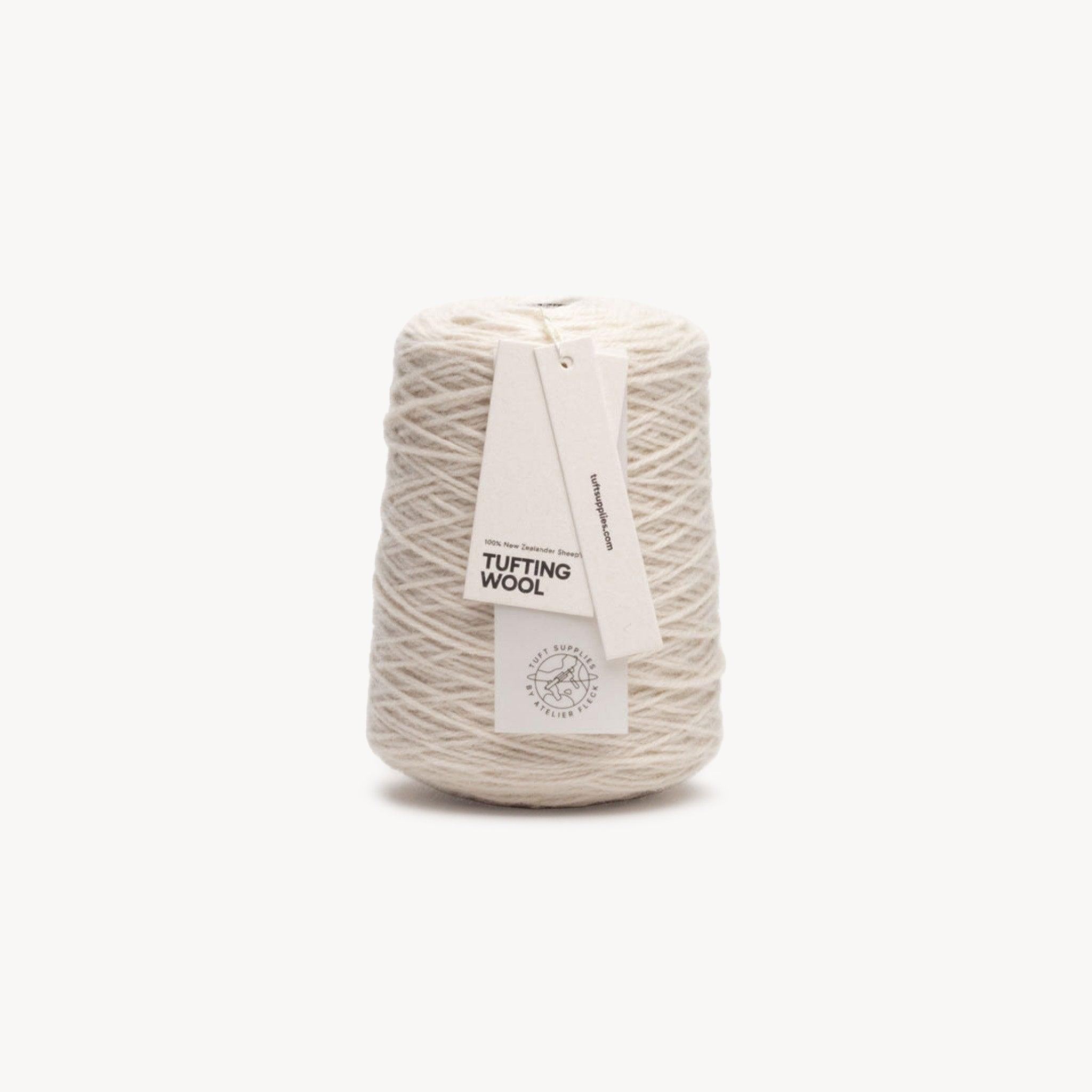 White 100% New Zealand Wool Tufting Yarn 500g cone – durable 3-ply rug making yarn
