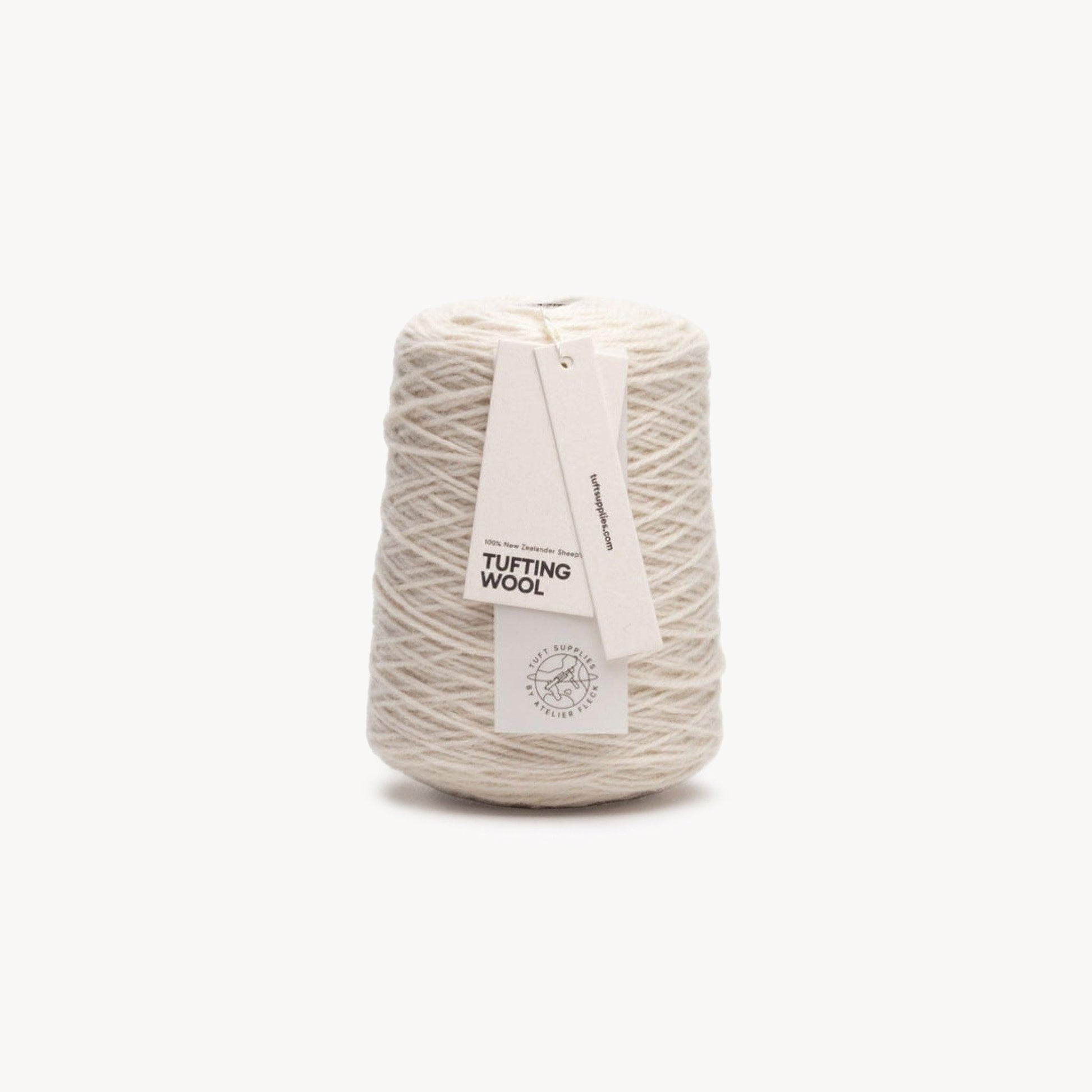 white 100% New Zealand Wool Tufting Yarn 500g cone – durable 3-ply rug making yarn
