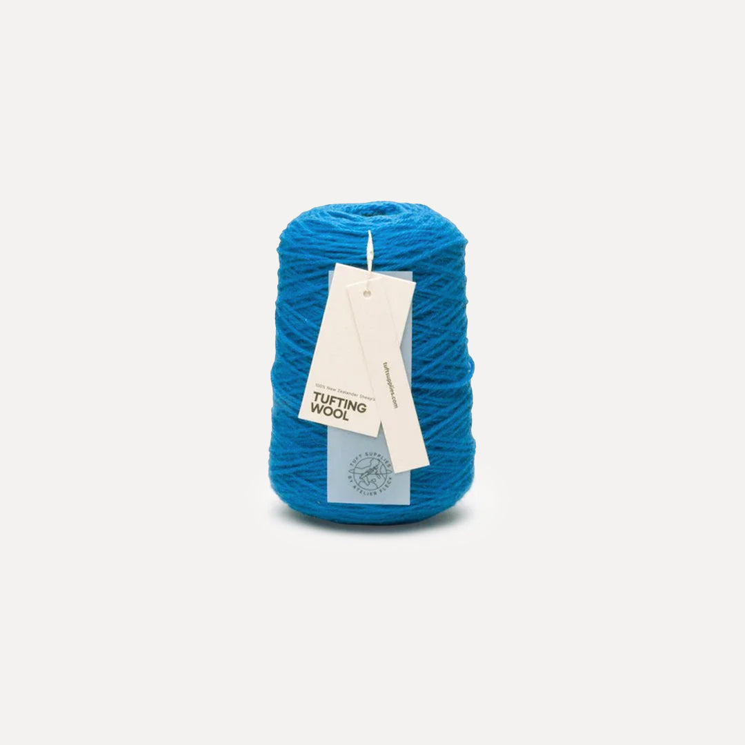 tropical wave blue 100% New Zealand Wool Tufting Yarn 500g cone – durable 3-ply rug making yarn